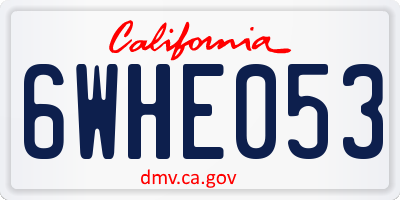 CA license plate 6WHE053