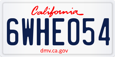 CA license plate 6WHE054
