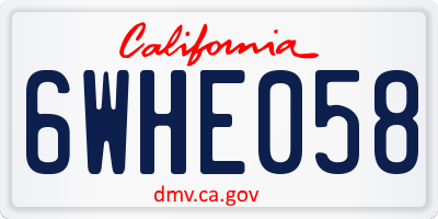 CA license plate 6WHE058