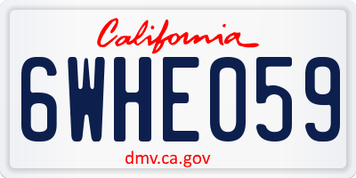 CA license plate 6WHE059