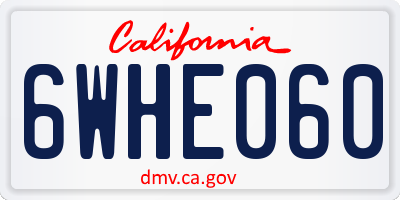 CA license plate 6WHE060
