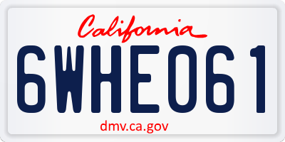 CA license plate 6WHE061