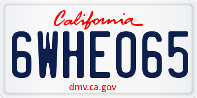 CA license plate 6WHE065