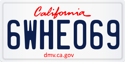 CA license plate 6WHE069