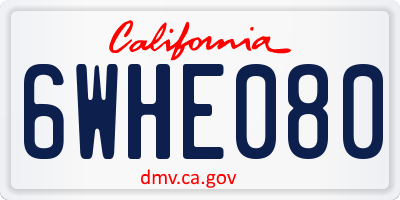 CA license plate 6WHE080