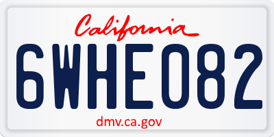 CA license plate 6WHE082