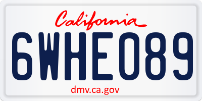CA license plate 6WHE089