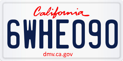 CA license plate 6WHE090