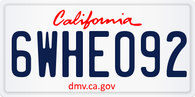 CA license plate 6WHE092