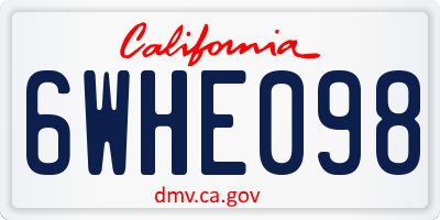 CA license plate 6WHE098
