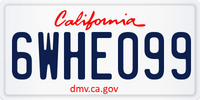 CA license plate 6WHE099