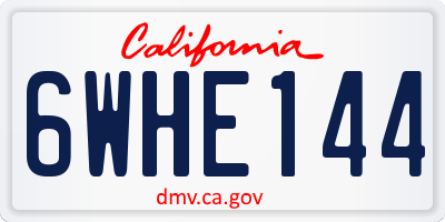 CA license plate 6WHE144