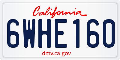 CA license plate 6WHE160