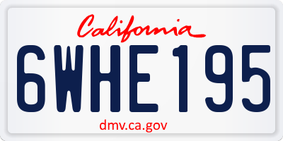 CA license plate 6WHE195