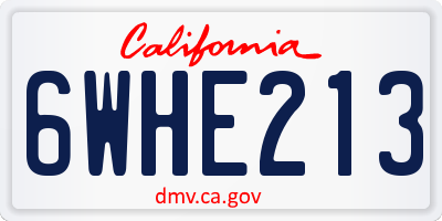 CA license plate 6WHE213
