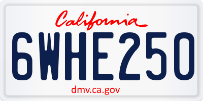 CA license plate 6WHE250