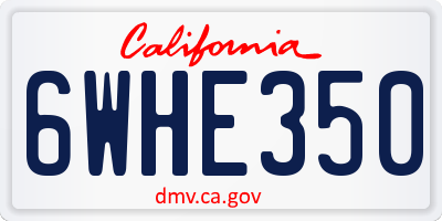 CA license plate 6WHE350