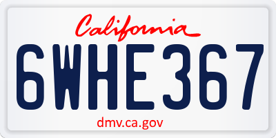 CA license plate 6WHE367