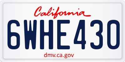CA license plate 6WHE430