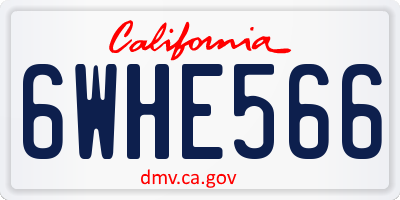 CA license plate 6WHE566