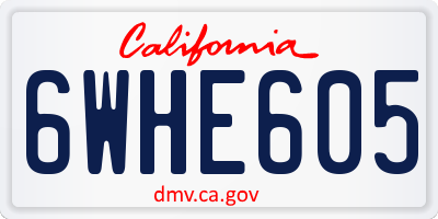 CA license plate 6WHE605