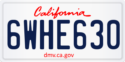 CA license plate 6WHE630