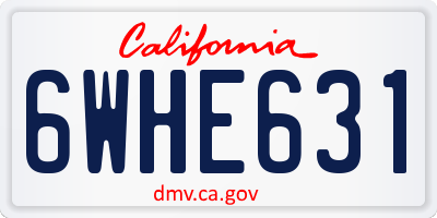 CA license plate 6WHE631