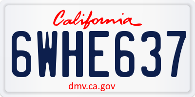 CA license plate 6WHE637