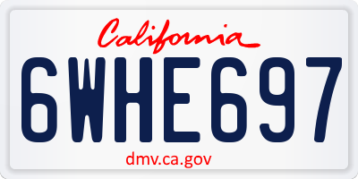 CA license plate 6WHE697