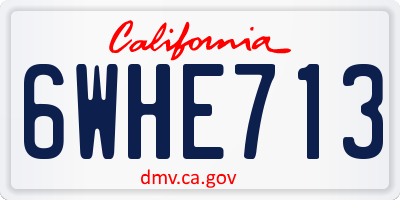 CA license plate 6WHE713