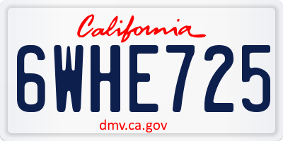 CA license plate 6WHE725