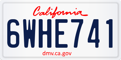 CA license plate 6WHE741