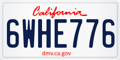 CA license plate 6WHE776
