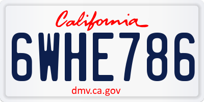 CA license plate 6WHE786