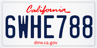 CA license plate 6WHE788