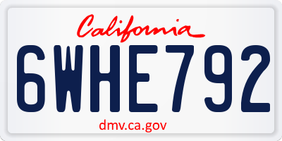 CA license plate 6WHE792