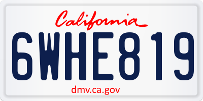 CA license plate 6WHE819