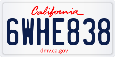 CA license plate 6WHE838