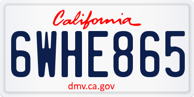 CA license plate 6WHE865