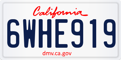 CA license plate 6WHE919