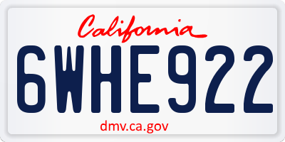 CA license plate 6WHE922