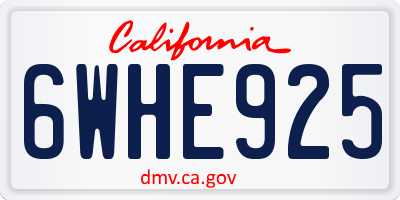 CA license plate 6WHE925