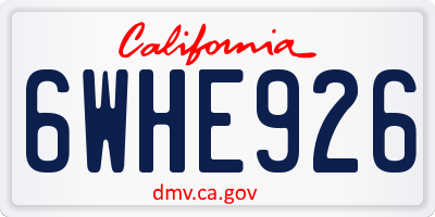 CA license plate 6WHE926
