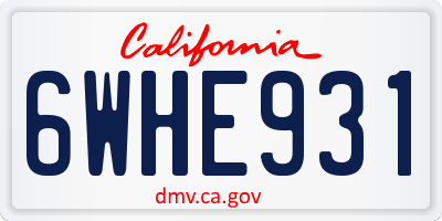 CA license plate 6WHE931