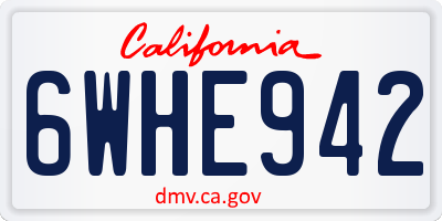 CA license plate 6WHE942