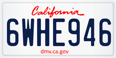 CA license plate 6WHE946