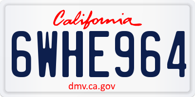 CA license plate 6WHE964