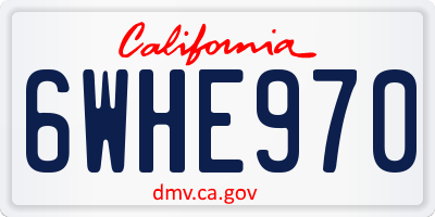 CA license plate 6WHE970