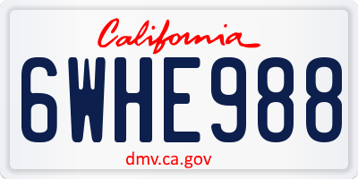 CA license plate 6WHE988