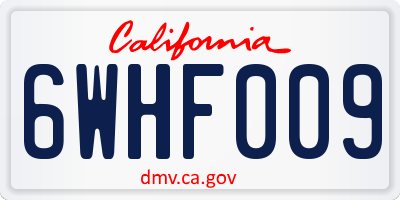 CA license plate 6WHF009